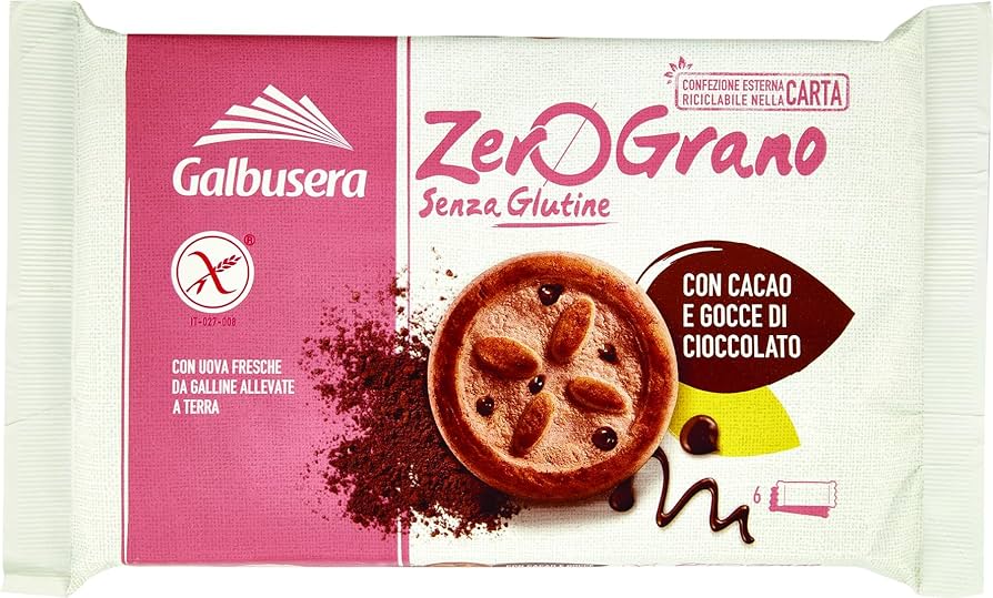 14 x Galbusera Zero Grano Frollino Gocce Cioccolato gr. 220