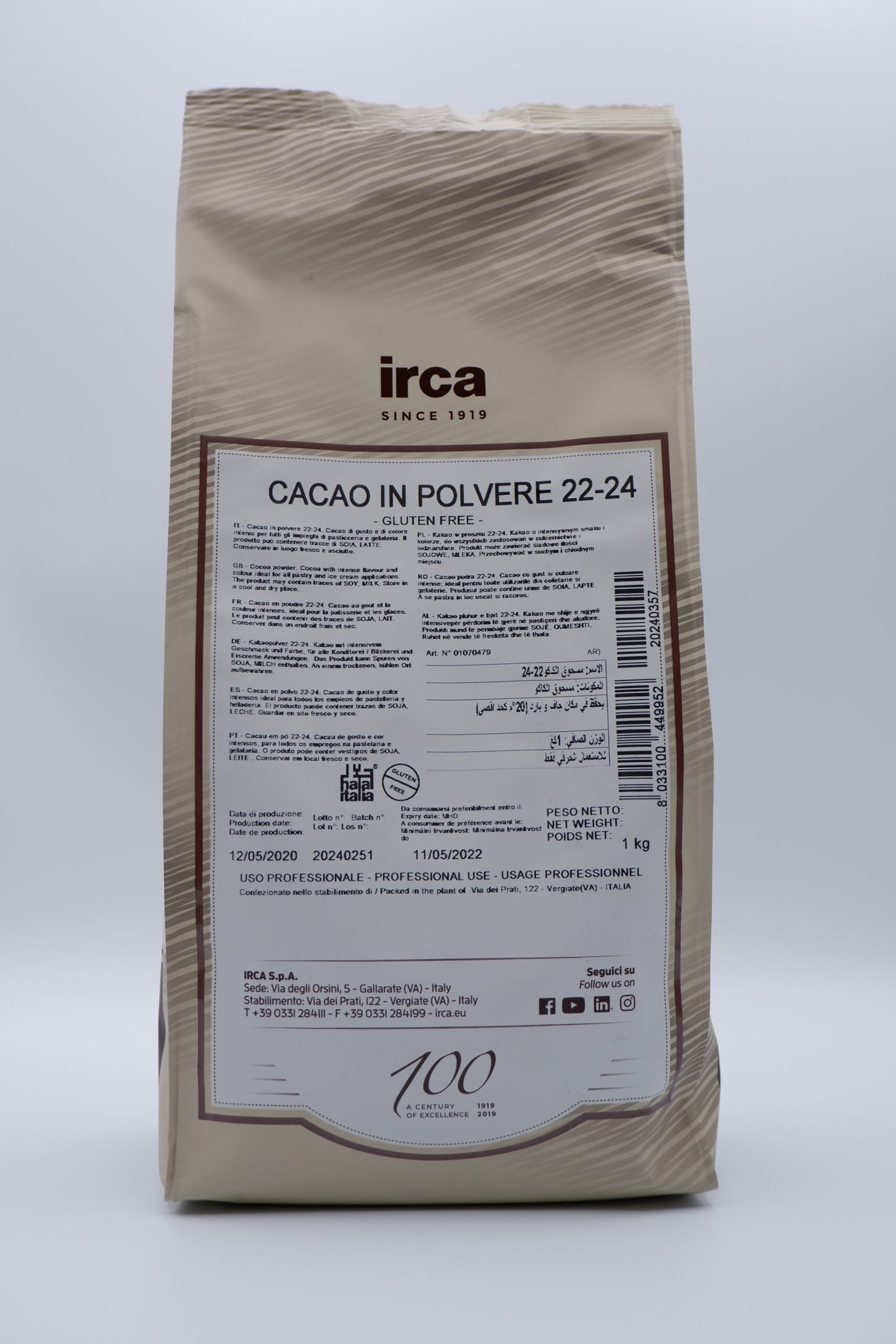 1 x Cacao Polvere 22/24% Kg. 1