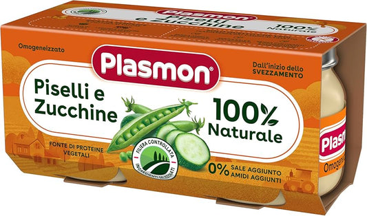 12 x Plasmon Omogeneizzato Verdure Piselli/Zucchine gr. 80