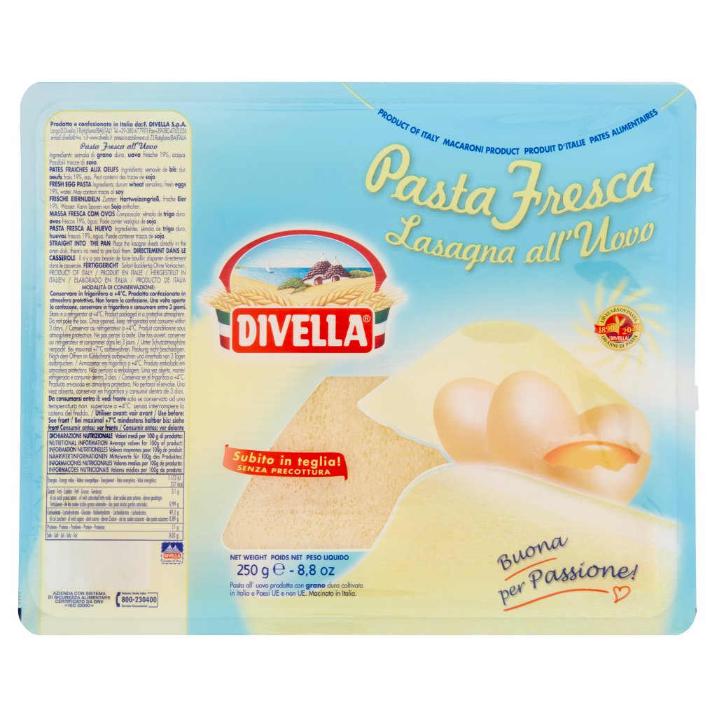 12 x Divella Lasagne Fresca Gr 500