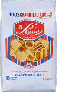 12 x Russo Di Cicciano Mezzi Paccheri Rigati gr. 500