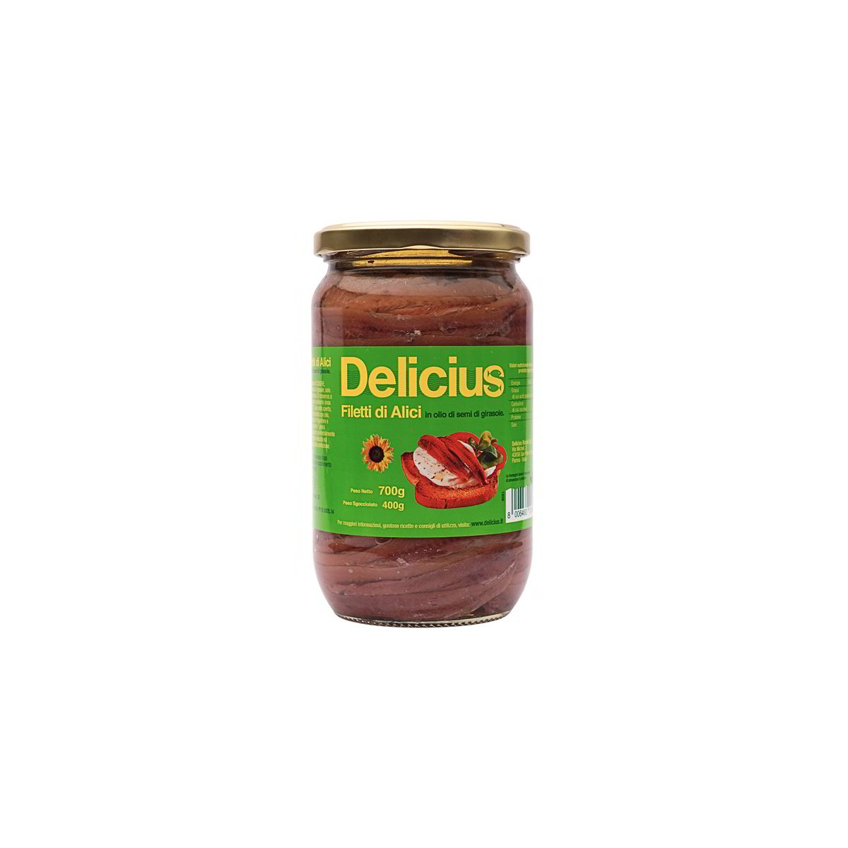 Delicius Filetti Di Alici Tese In Olio Di Girasole Gr 700 (x6)