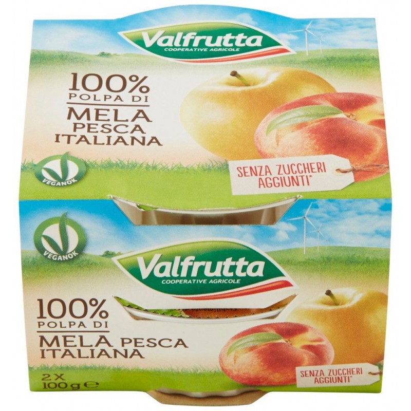 12 x Valfrutta Polpa Mela E Pesca Gr 200